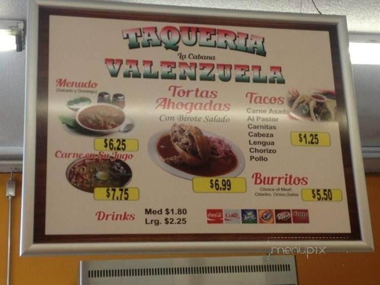 /250255898/Taqueria-La-Cabana-Valenzuela-Menu-Colton-CA - Colton, CA