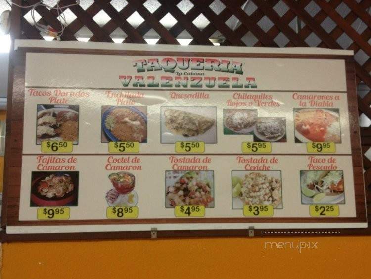 /250255898/Taqueria-La-Cabana-Valenzuela-Menu-Colton-CA - Colton, CA