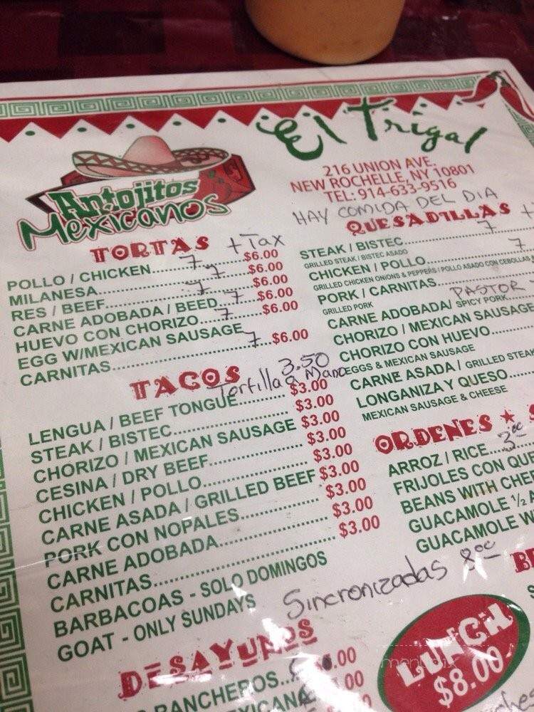 /250458454/El-Trigal-Menu-New-Rochelle-NY - New Rochelle, NY