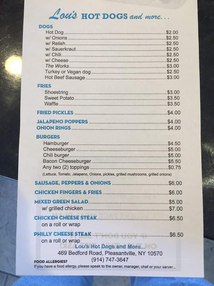 Lou's Hot Dogs & More - Pleasantville, NY menu_pic