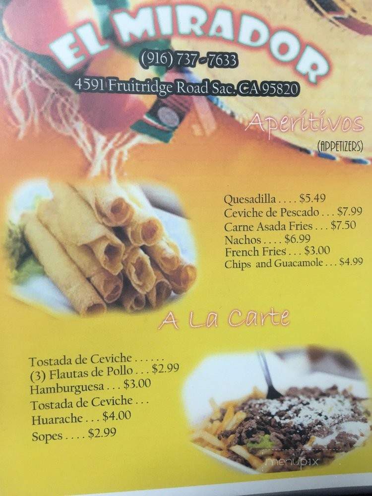 El Mirador - Sacramento, CA menu_pic