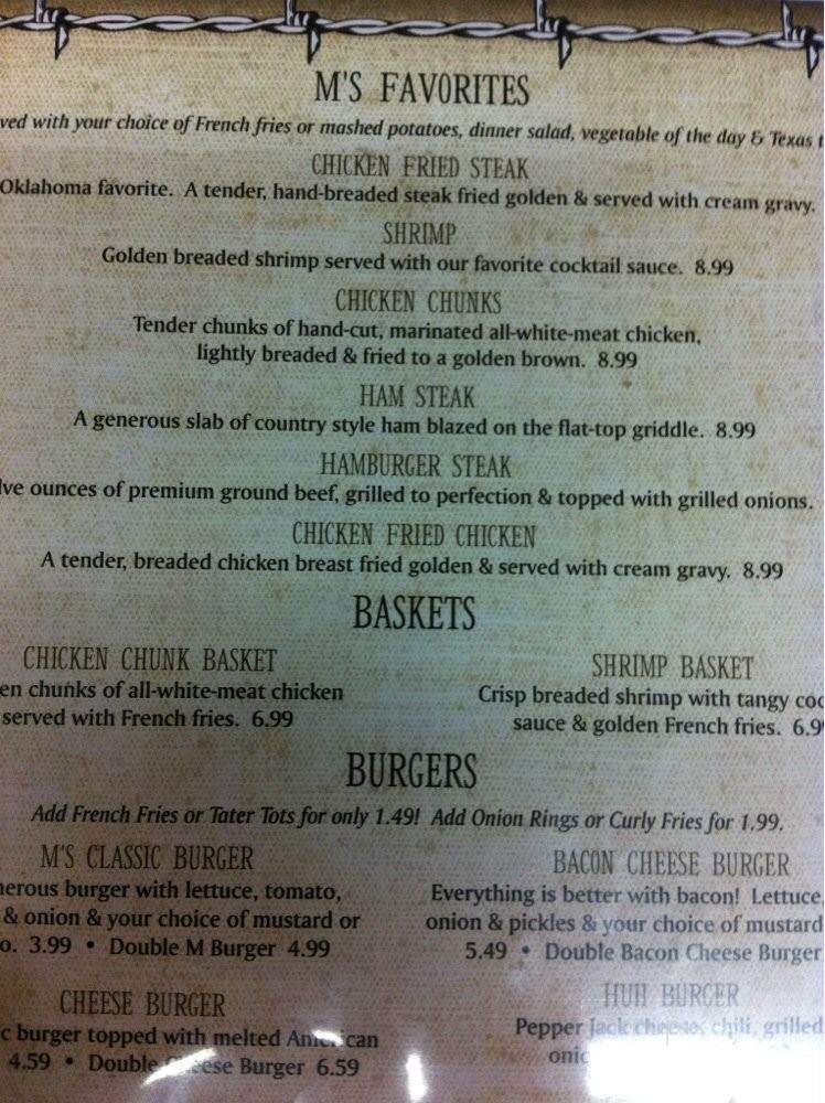 M's Main Street Cafe - Agra, OK menu_pic