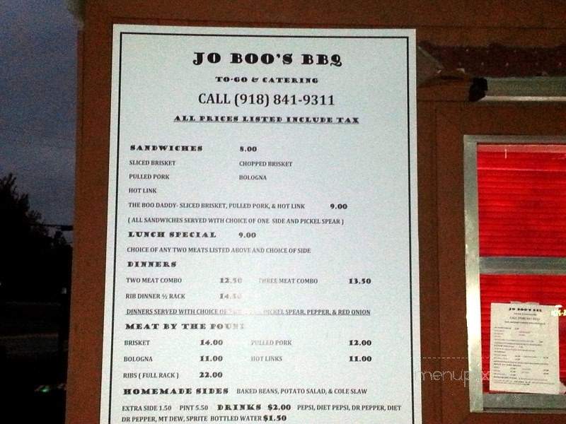 Menu Of Jo Boos Bbq In Owasso Ok 74055
