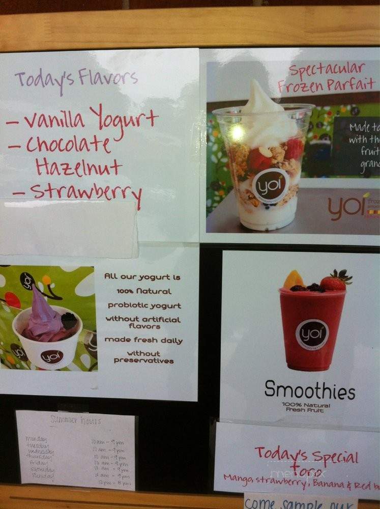 Yoi Yogurt - Raleigh, NC menu_pic