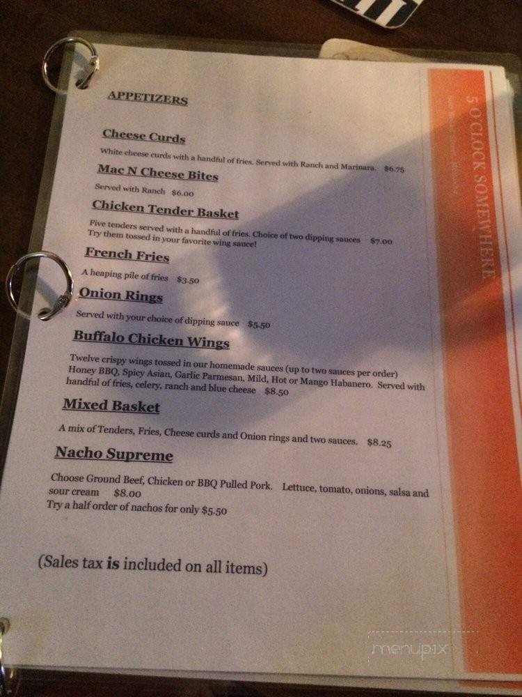 5 O'clock Somewhere - Menasha, WI menu_pic