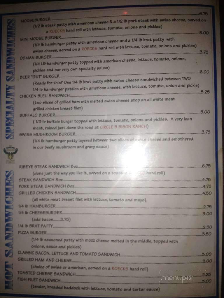 Smiling Moose Saloon & Grill - Newton, WI menu_pic