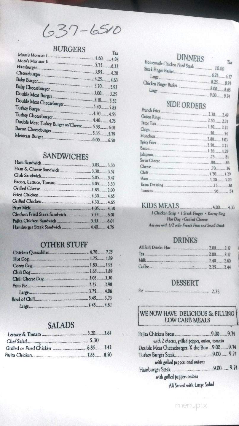 Mom's Diner - Lufkin, TX menu_pic