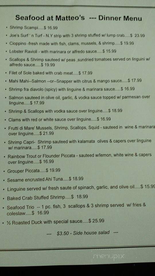 Seafood At Matteo's - Bradenton, FL menu_pic