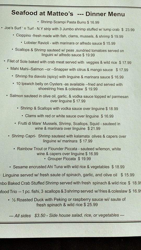 Seafood At Matteo's - Bradenton, FL menu_pic