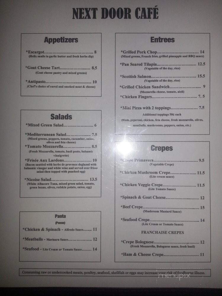 Next Door Cafe and Restaurant - Fort Lauderdale, FL menu_pic