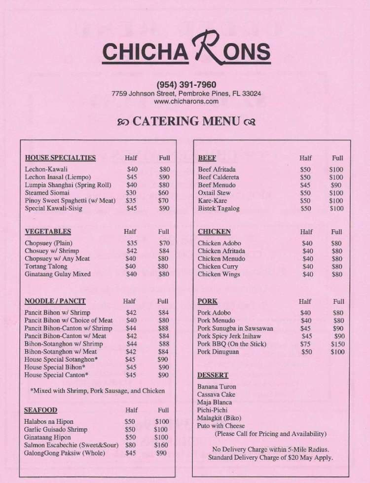 Chicharons - Pembroke Pines, FL menu_pic