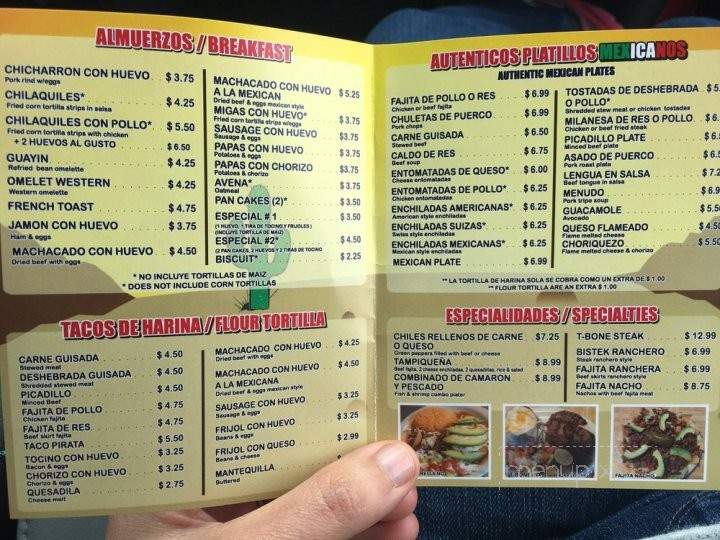 D Tony's Mexican Restaurant - Brownsville, TX menu_pic