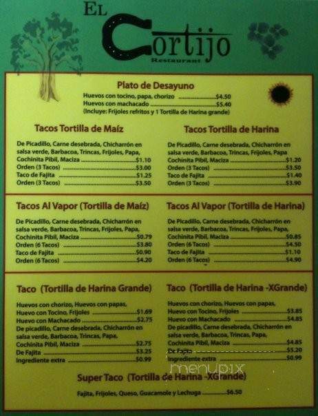 El Cortijo Restaurant - Brownsville, TX menu_pic