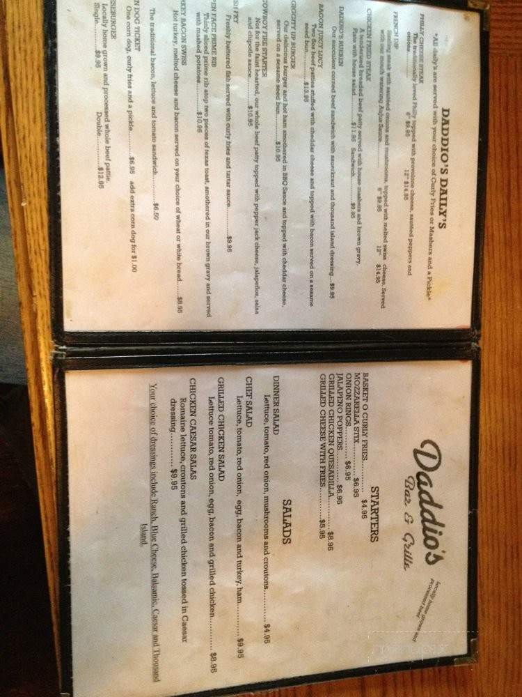 Daddios Bar & Grille - Steamboat Springs, CO menu_pic