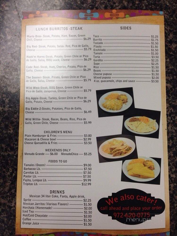 Fernando's Green Chili Grill - Farmers Branch, TX menu_pic