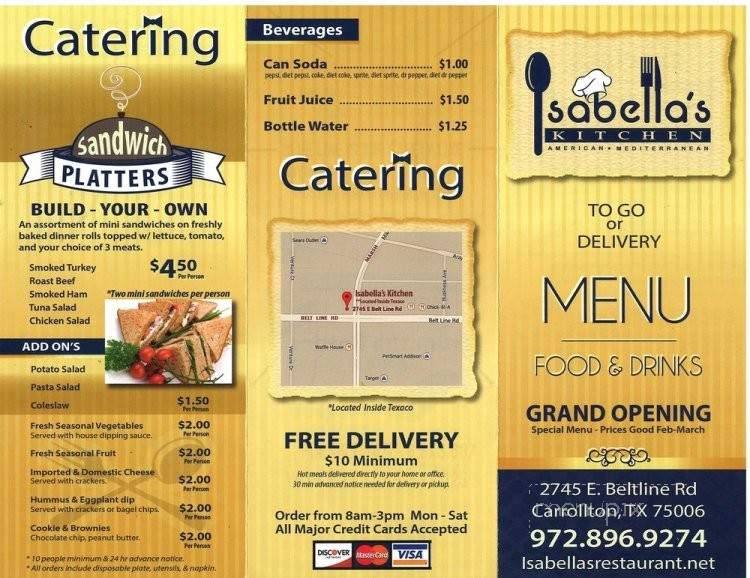 Isabella's Kitchen - Carrollton, TX menu_pic