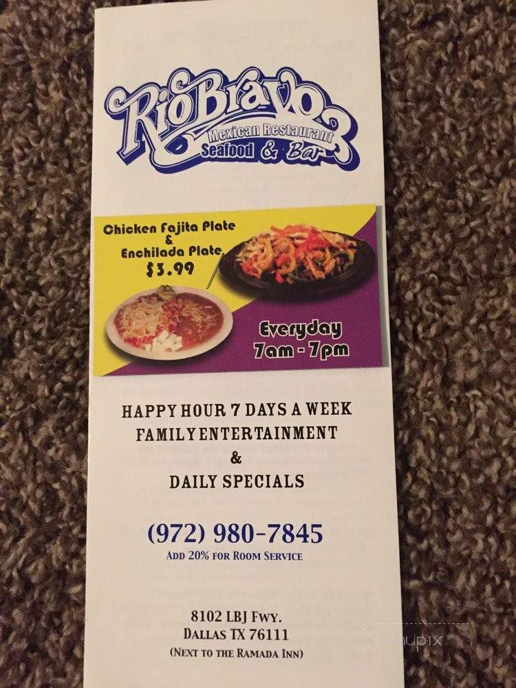 Rio Bravo Mexican Restaurant and Bar - Dallas, TX menu_pic