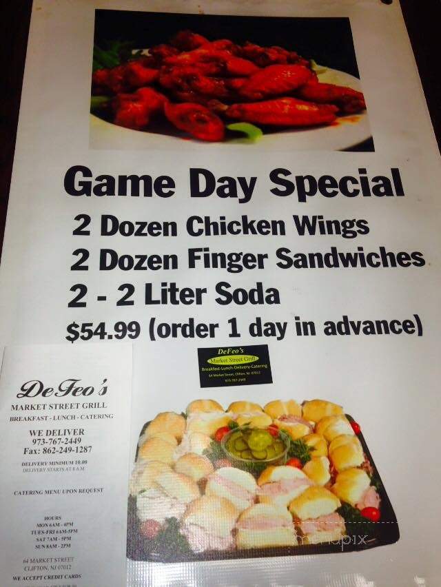 DeFeo's Market Street Grill - Clifton, NJ menu_pic