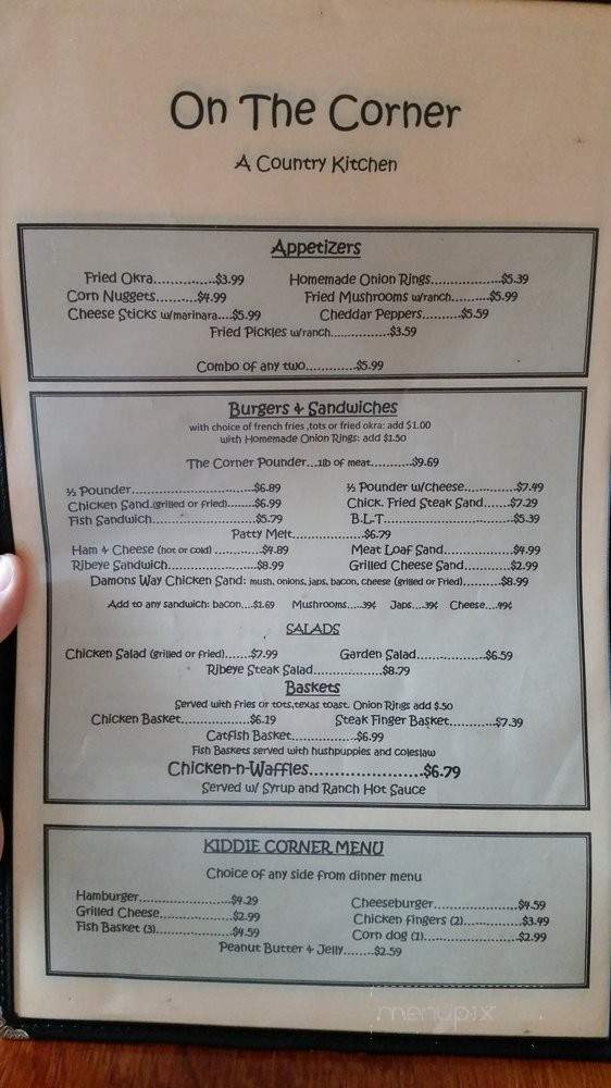 On the Corner - Bay City, TX menu_pic