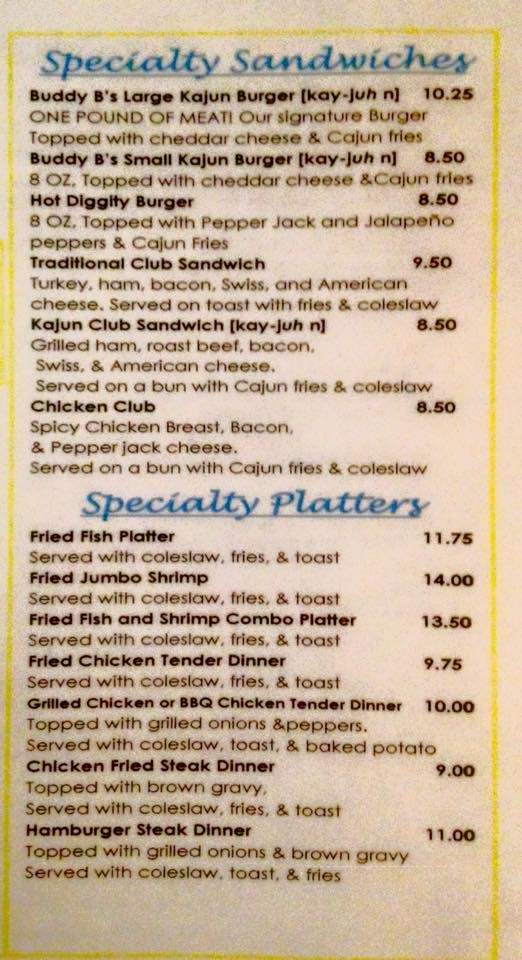 Buddy B's Restaurant - Garyville, LA menu_pic