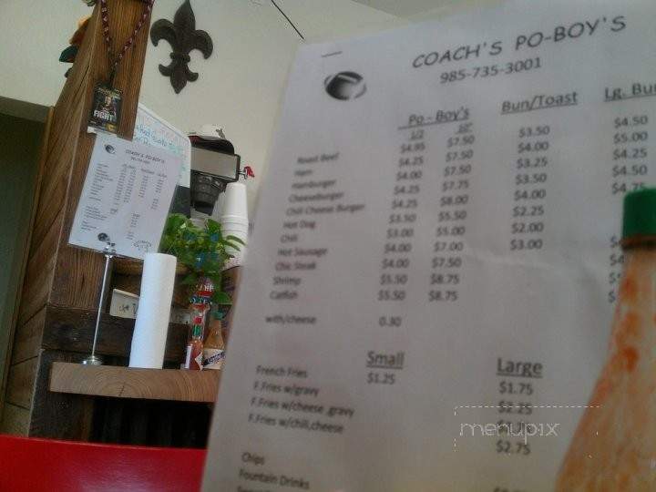Coach's Po-Boy's - Bogalusa, LA menu_pic