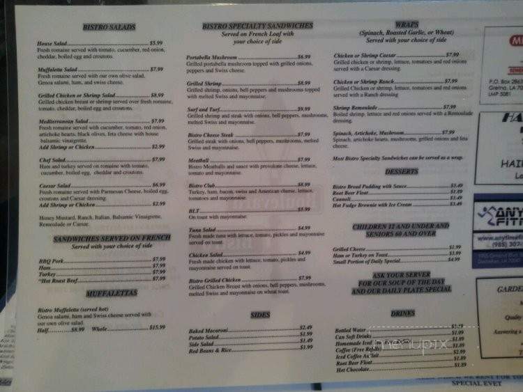 Boulevard Bistro - Destrehan, LA menu_pic