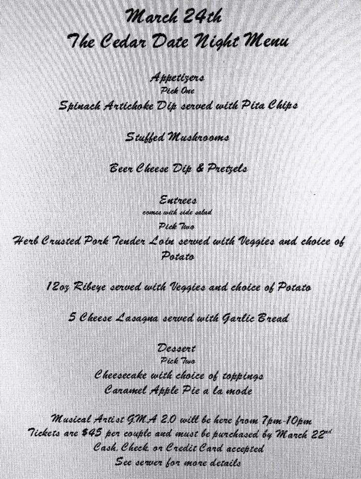 The Cedar Bar - Lupton, MI menu_pic
