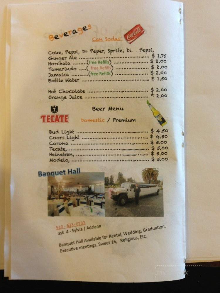 A Touch Of Mexico - Oakland, CA menu_pic