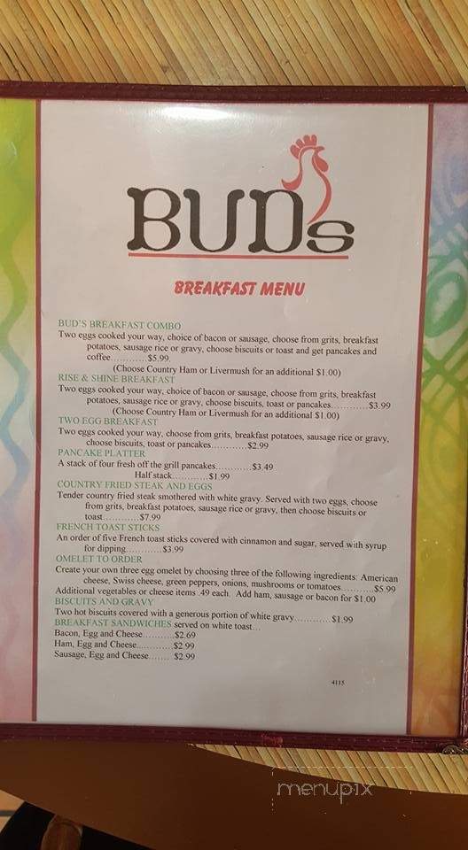 Bud's Diner - Lenoir, NC menu_pic