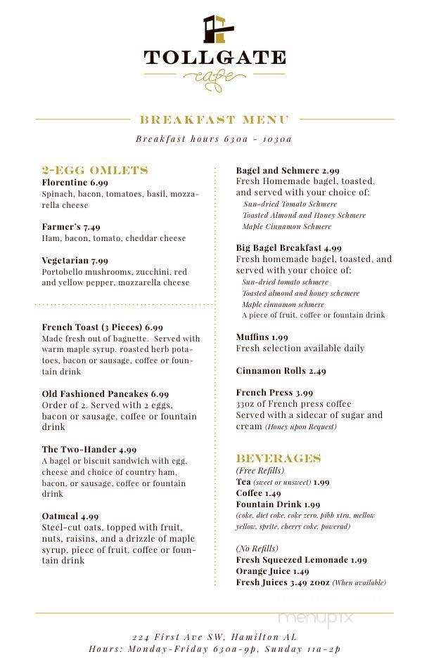 Tollgate - Hamilton, AL menu_pic