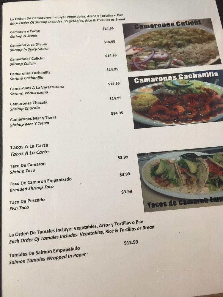 Mariscos Culiacan Restaurant - Stockton, CA menu_pic
