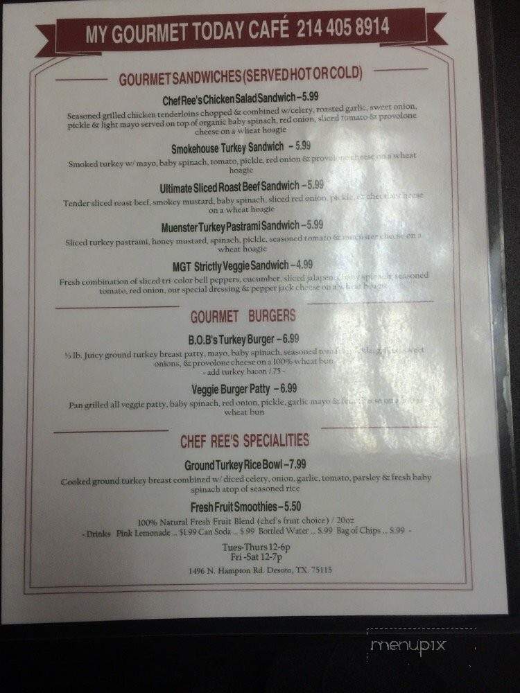 My Gourmet Today Cafe - Desoto, TX menu_pic