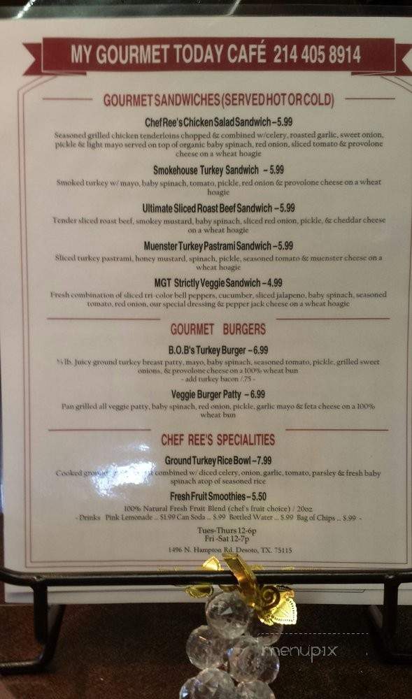 My Gourmet Today Cafe - Desoto, TX menu_pic