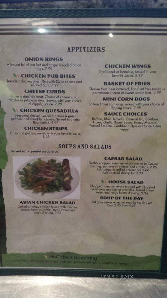McCabes Pub & Bottle Shop - Merrifield, MN menu_pic