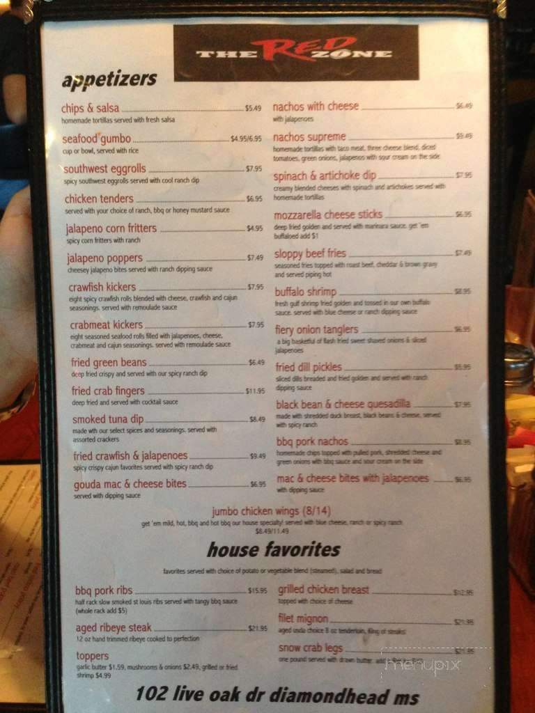 Red Zone - Diamondhead, MS menu_pic