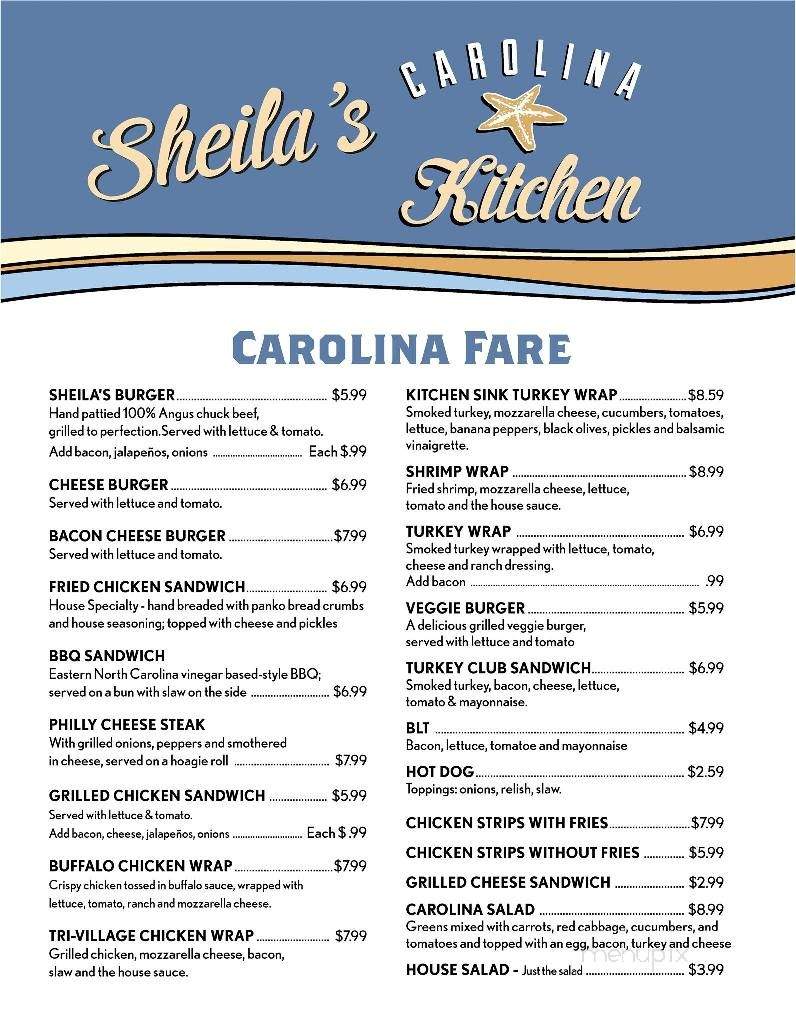 Sheila's Carolina Kitchen - Waves, NC menu_pic