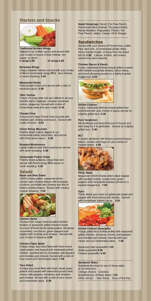 MOE'S Restaurant - Huntington, IN menu_pic