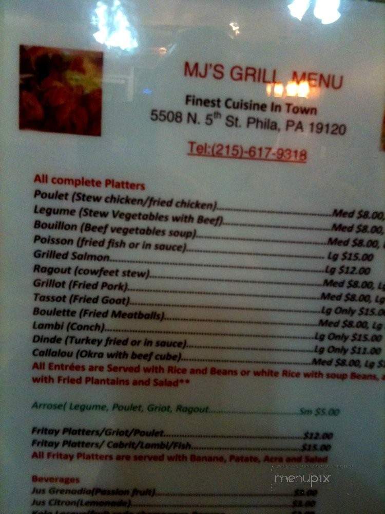 MJ's Grill - Philadelphia, PA menu_pic