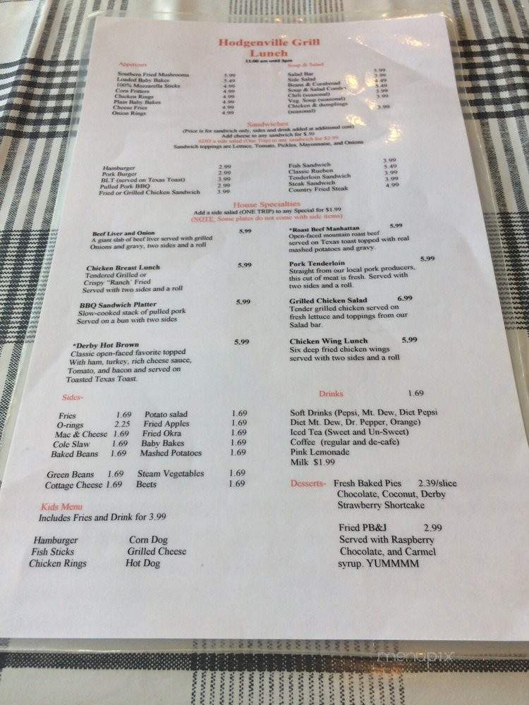Hodgenville Grill - Hodgenville, KY menu_pic