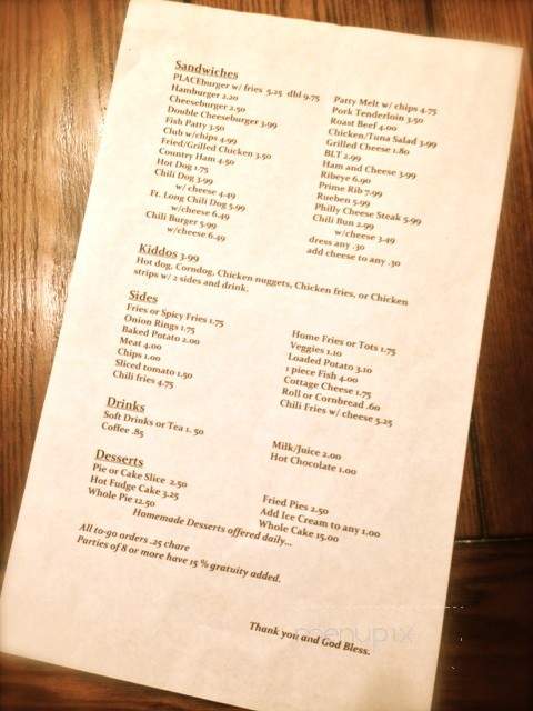 Ms Beckys Place - Dawson Springs, KY menu_pic