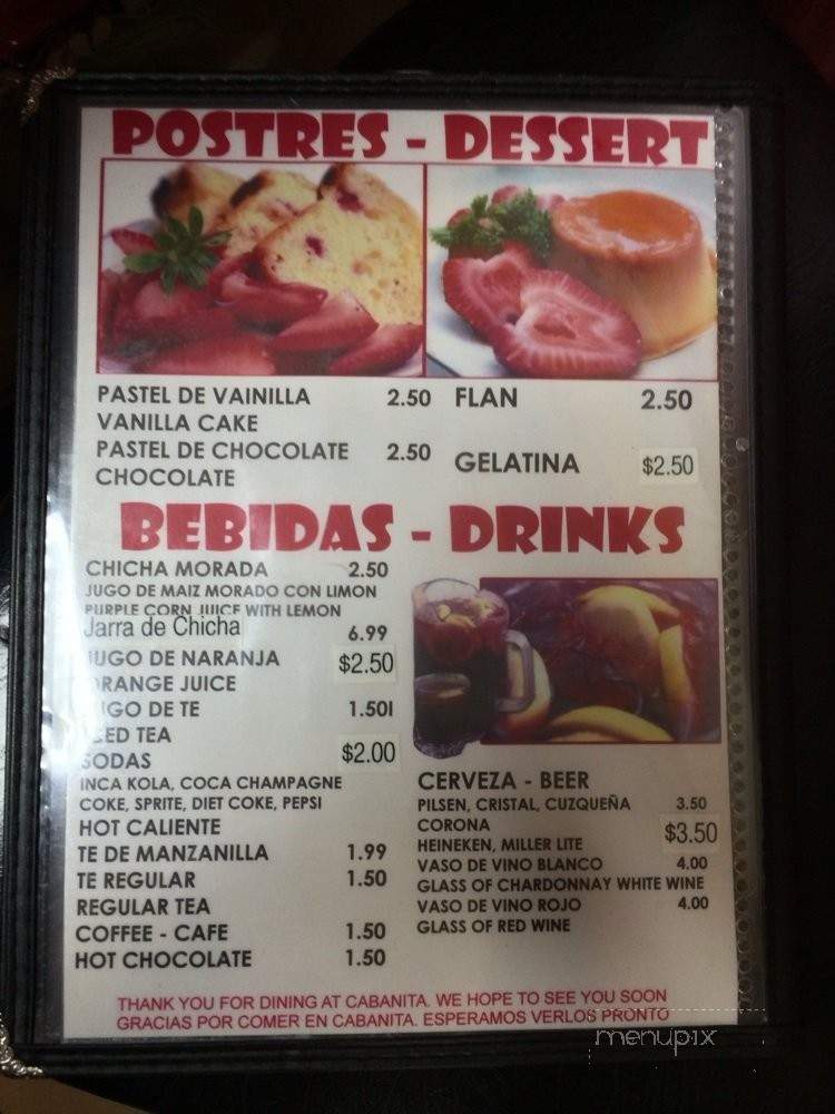 La Cabanita - Silver Spring, MD menu_pic
