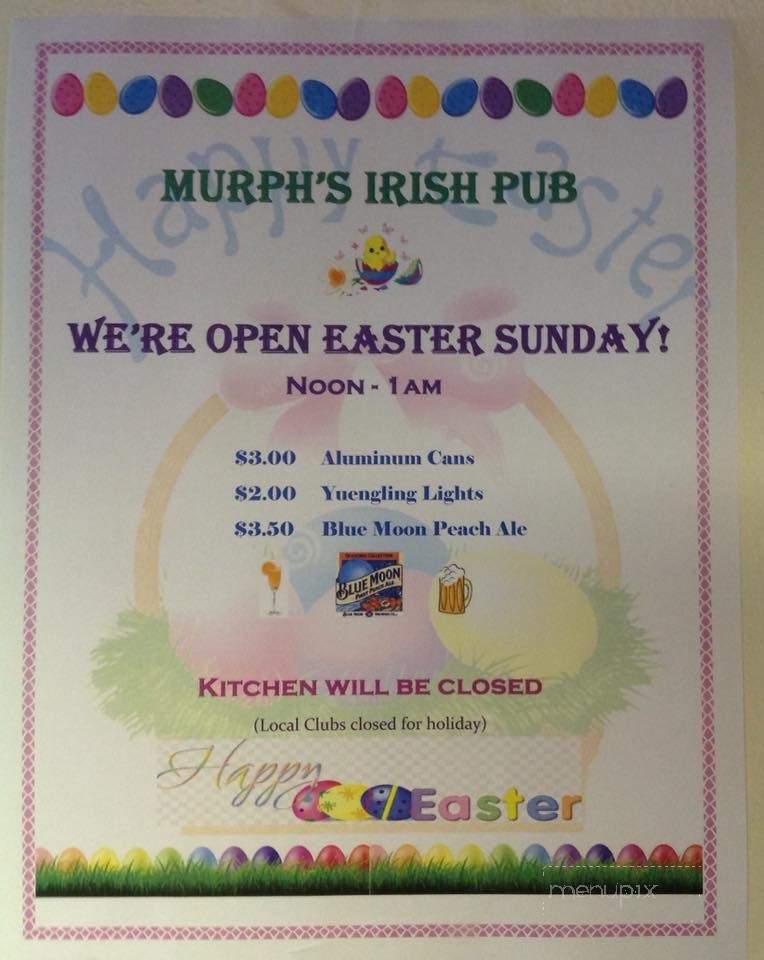 Murph's Irish Pub - Wilmington, DE menu_pic