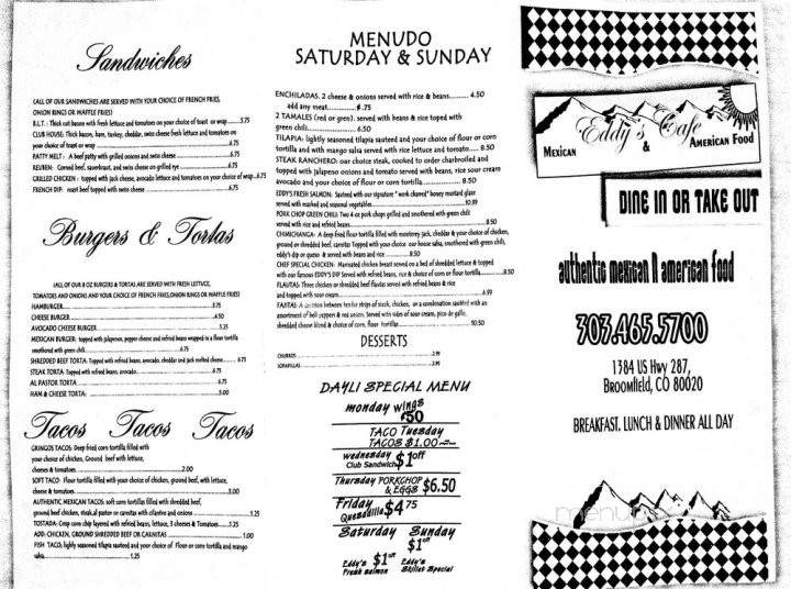 Eddy's Cafe - Broomfield, CO menu_pic