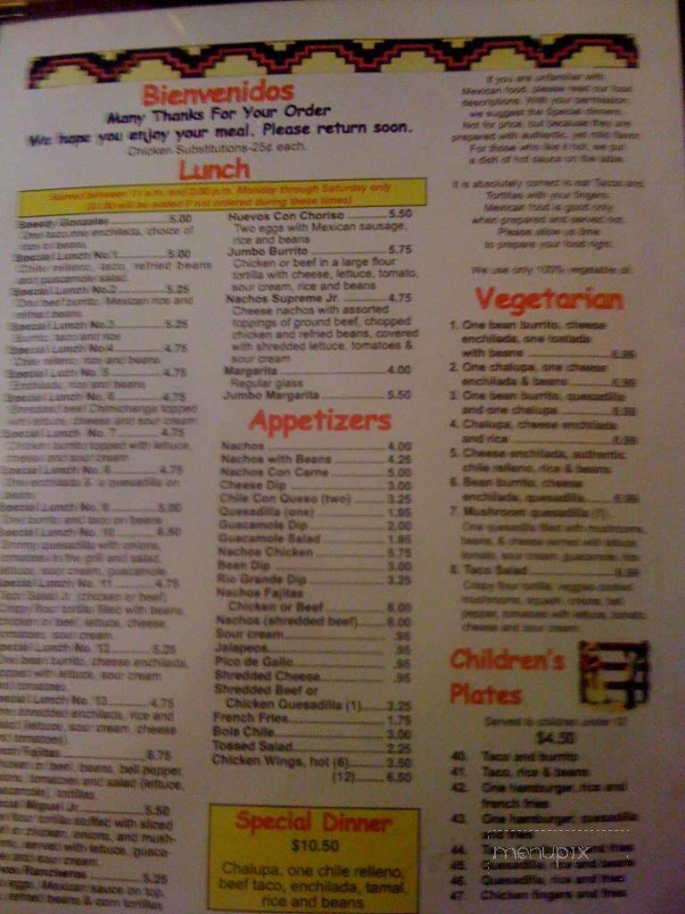 Rio Bravo 2 - Point Pleasant, WV menu_pic