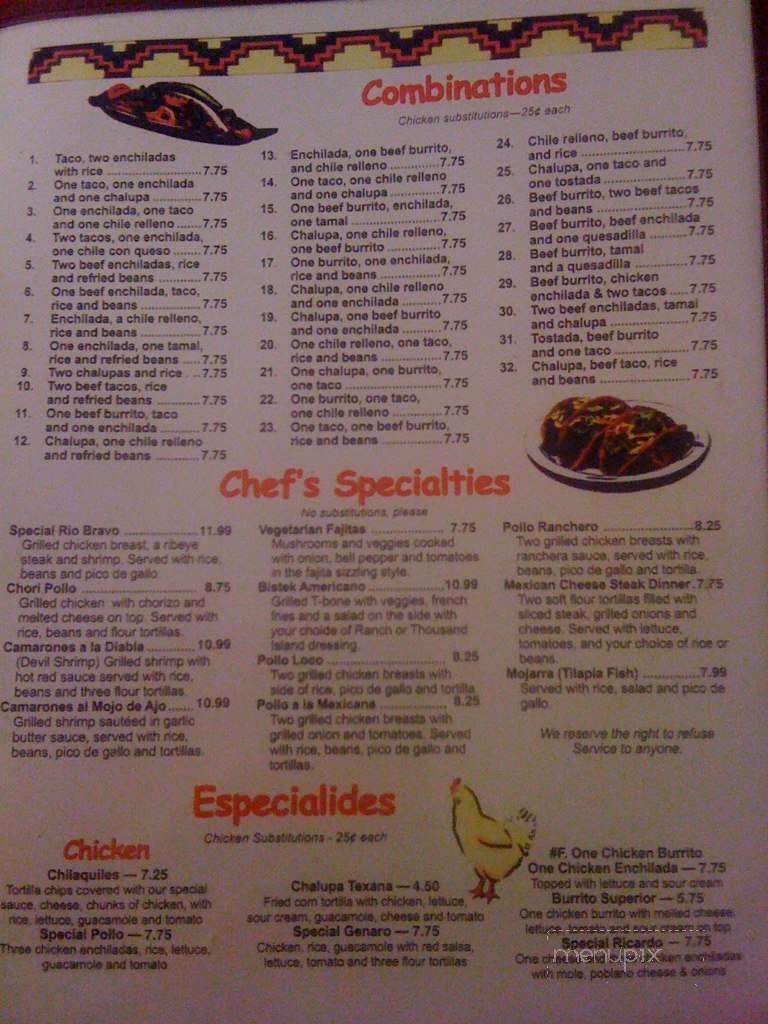 Rio Bravo 2 - Point Pleasant, WV menu_pic