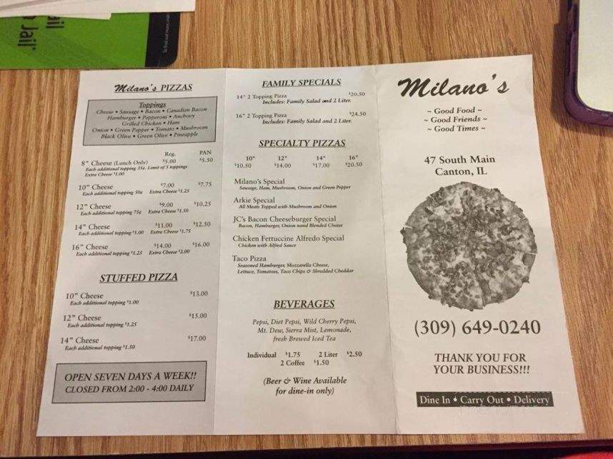 Milano's - Canton, IL menu_pic