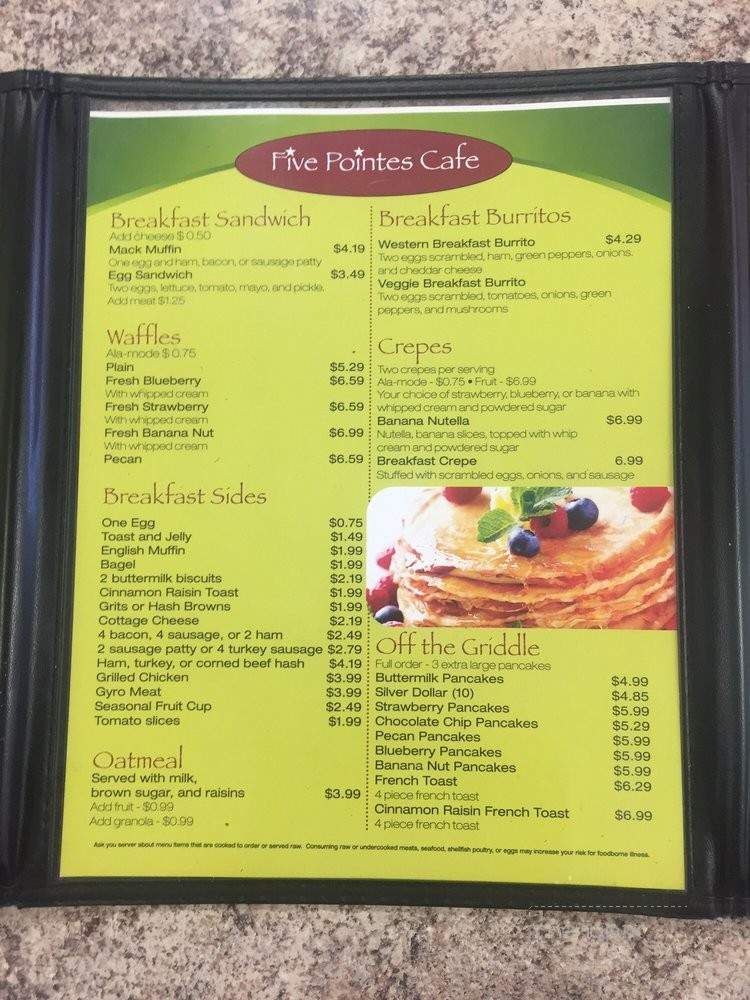Five Pointes Cafe - Grosse Pointe Farms, MI menu_pic