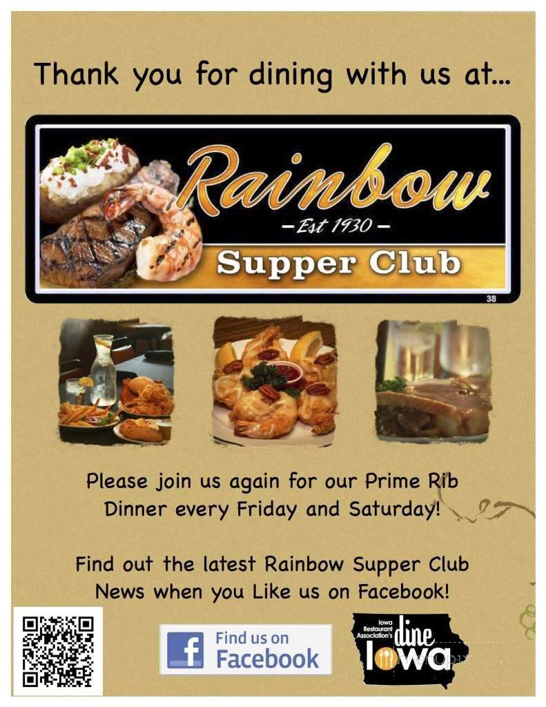 Rainbow Supper Club - Anamosa, IA menu_pic
