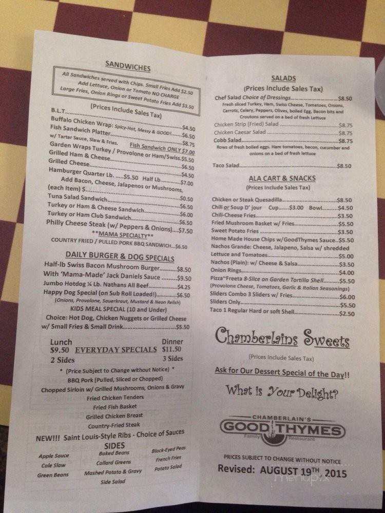 Good Thymes - Titusville, FL menu_pic