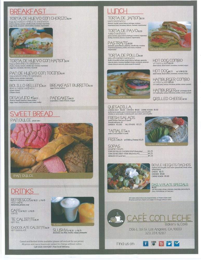 Cafe Con Leche - Los Angeles, CA menu_pic